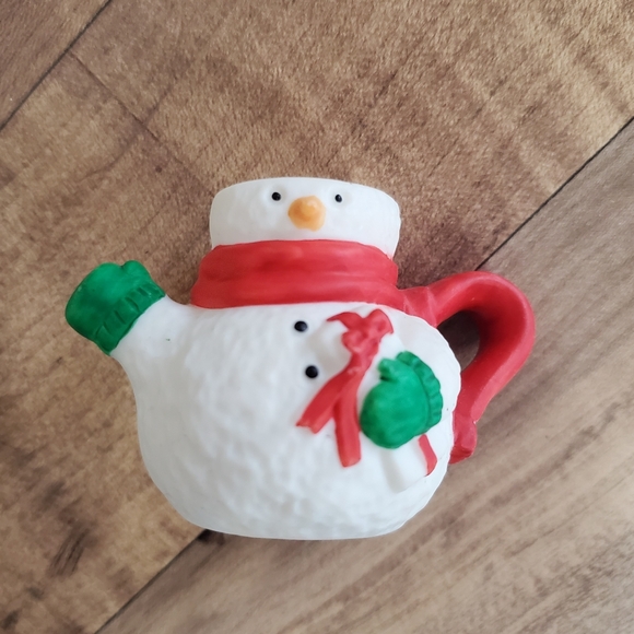 Vintage R.O.C mini snowman ceramic tea set teapot cups saucers holiday Christmas - Picture 6 of 16